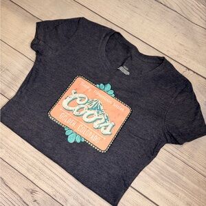 Gray Tee with Peach and Teal Graphic - Coors- Vintage- Western